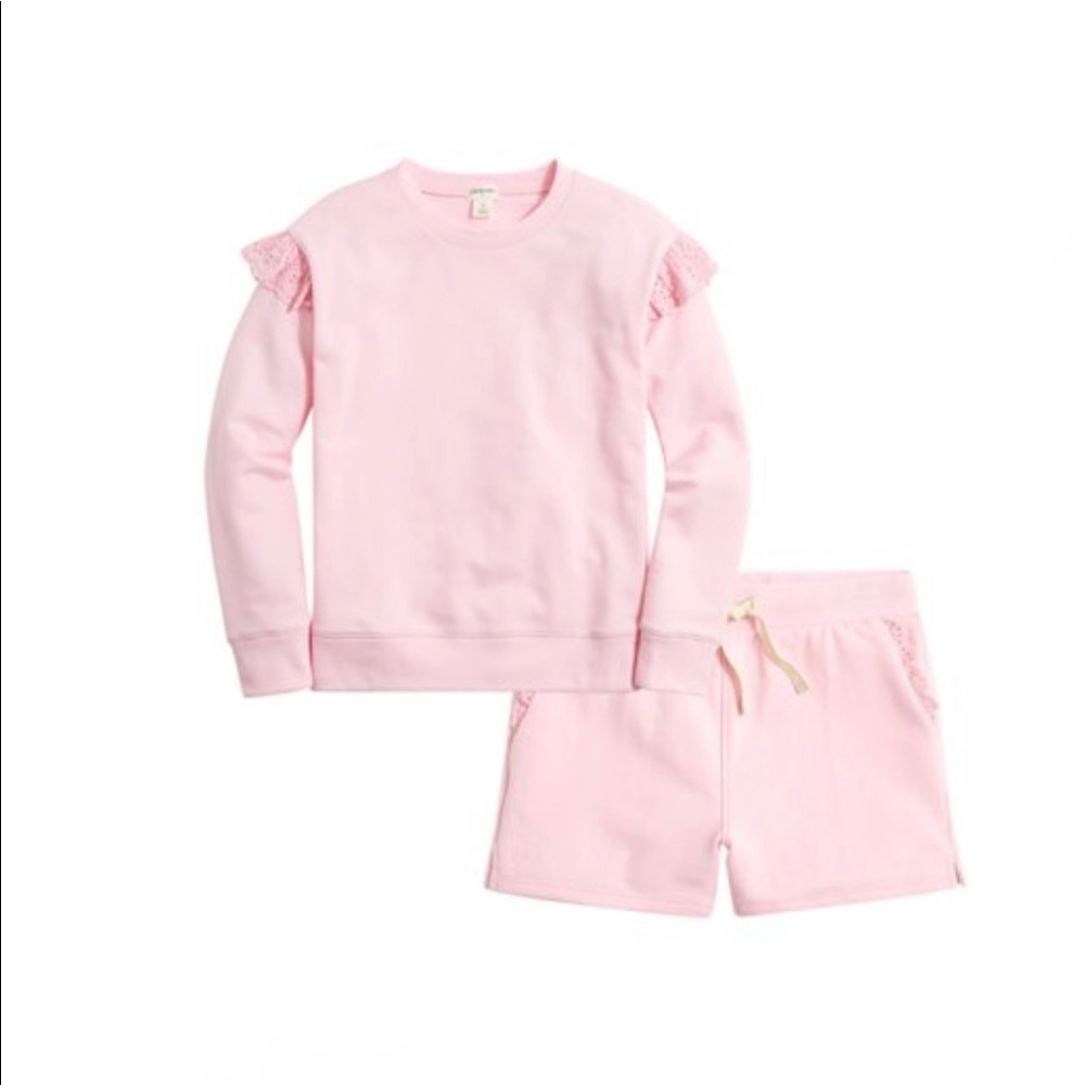J Crew Girls' Ruffle Trim Sweatshirt and Shorts SET